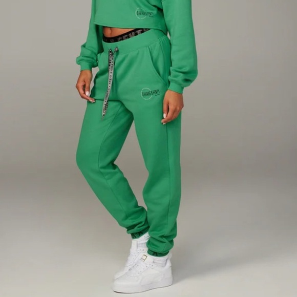 Savage X Fenty Pants - Women's Green Fleece Jogger Pants Medium Brand New